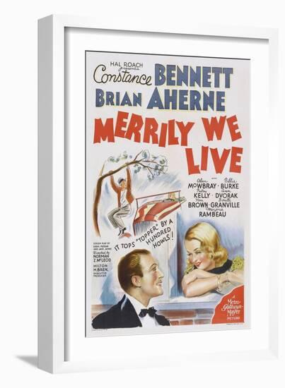 Merrily We Live, from Left: Brian Ahern, Constance Bennett, 1938-null-Framed Art Print