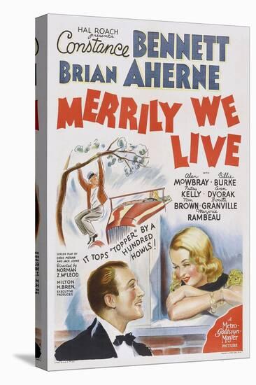 Merrily We Live, from Left: Brian Ahern, Constance Bennett, 1938-null-Stretched Canvas