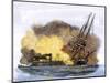 Merrimac, a Confederate Ironclad Ship, Rams the USS Cumberland during the American Civil War-null-Mounted Giclee Print