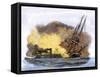 Merrimac, a Confederate Ironclad Ship, Rams the USS Cumberland during the American Civil War-null-Framed Stretched Canvas