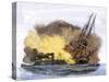 Merrimac, a Confederate Ironclad Ship, Rams the USS Cumberland during the American Civil War-null-Stretched Canvas