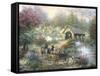 Merriment at Covered Bridge-Nicky Boehme-Framed Stretched Canvas