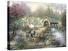 Merriment at Covered Bridge-Nicky Boehme-Stretched Canvas