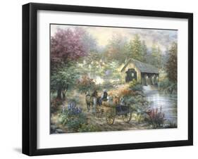 Merriment at Covered Bridge-Nicky Boehme-Framed Giclee Print