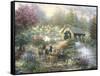 Merriment at Covered Bridge-Nicky Boehme-Framed Stretched Canvas