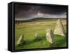 Merrivale Stone Row, Stormy Evening, Dartmoor Np, Devon, Uk. September 2008-Ross Hoddinott-Framed Stretched Canvas