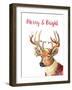Merry and Bright Reindeer-Lanie Loreth-Framed Art Print