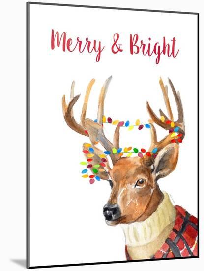 Merry and Bright Reindeer-Lanie Loreth-Mounted Art Print