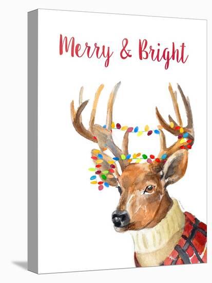 Merry and Bright Reindeer-Lanie Loreth-Stretched Canvas