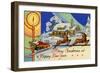 Merry Christmas And A Happy New Year-Curt Teich & Company-Framed Art Print