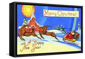 Merry Christmas And A Happy New Year-Curt Teich & Company-Framed Stretched Canvas