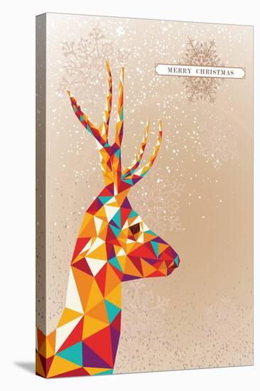 Merry Christmas Colorful Reindeer Illustration-cienpies-Stretched Canvas