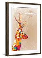 Merry Christmas Colorful Reindeer Illustration-cienpies-Framed Art Print