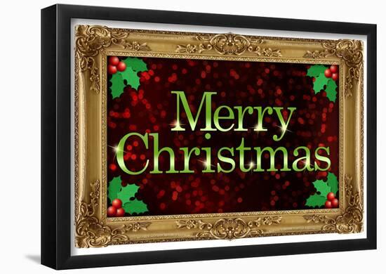 Merry Christmas Faux Framed Holiday Poster-null-Framed Poster