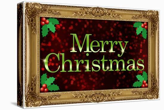 Merry Christmas Faux Framed Holiday Poster-null-Stretched Canvas