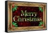 Merry Christmas Faux Framed Holiday Poster-null-Framed Stretched Canvas