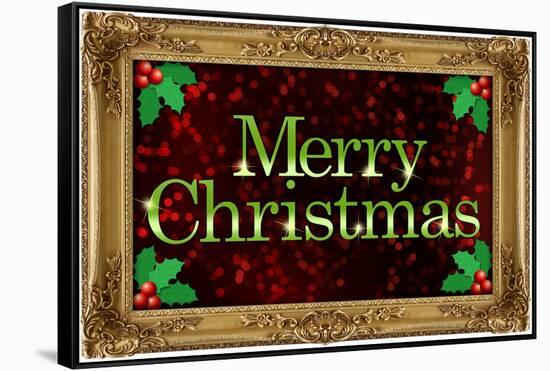 Merry Christmas Faux Framed Holiday Poster-null-Framed Stretched Canvas