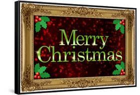 Merry Christmas Faux Framed Holiday Poster-null-Framed Stretched Canvas