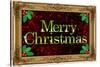 Merry Christmas Faux Framed Holiday Poster-null-Stretched Canvas