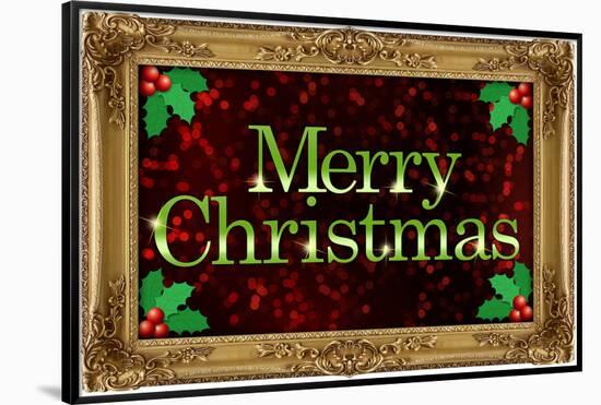 Merry Christmas Faux Framed Holiday Poster-null-Framed Poster