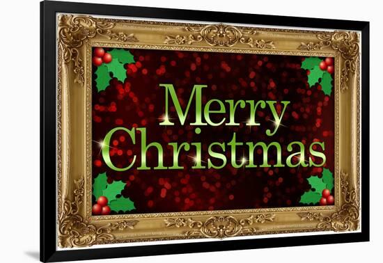 Merry Christmas Faux Framed Holiday Poster-null-Framed Poster