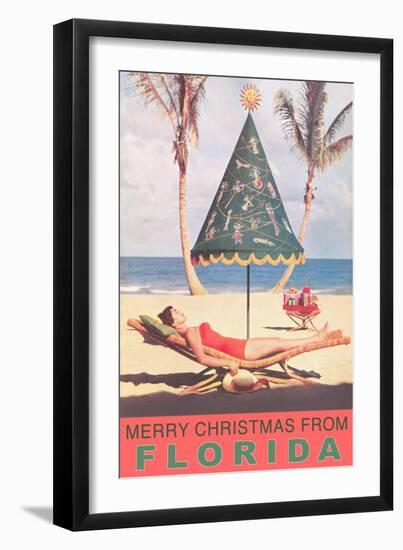 Merry Christmas from Florida, Festive Umbrella-null-Framed Art Print