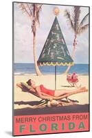 Merry Christmas from Florida, Festive Umbrella-null-Mounted Art Print