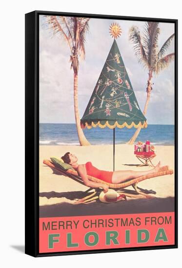 Merry Christmas from Florida, Festive Umbrella-null-Framed Stretched Canvas
