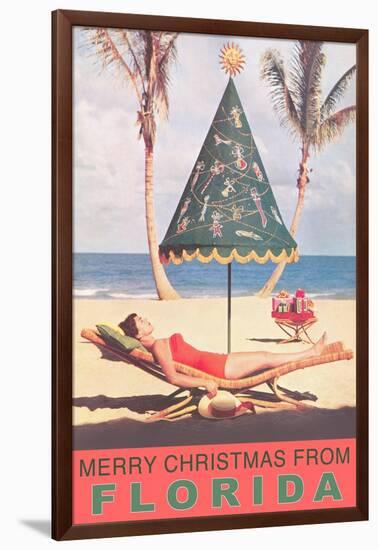 Merry Christmas from Florida, Festive Umbrella-null-Framed Art Print