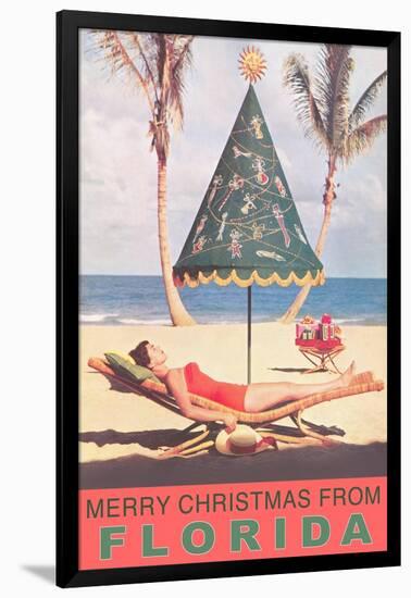 Merry Christmas from Florida, Festive Umbrella-null-Framed Art Print