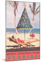 Merry Christmas from Florida, Festive Umbrella-null-Mounted Art Print