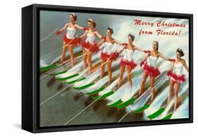 Merry Christmas from Florida, Water Skiers-null-Framed Stretched Canvas