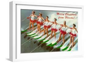 Merry Christmas from Florida, Water Skiers-null-Framed Art Print