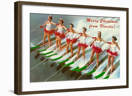 Merry Christmas from Florida, Water Skiers-null-Framed Art Print