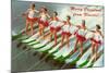 Merry Christmas from Florida, Water Skiers-null-Mounted Art Print