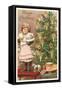 Merry Christmas, Girl with Doll-null-Framed Stretched Canvas