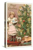 Merry Christmas, Girl with Doll-null-Stretched Canvas