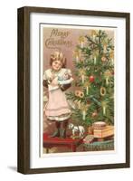 Merry Christmas, Girl with Doll-null-Framed Art Print