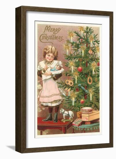 Merry Christmas, Girl with Doll-null-Framed Art Print