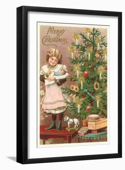 Merry Christmas, Girl with Doll-null-Framed Art Print