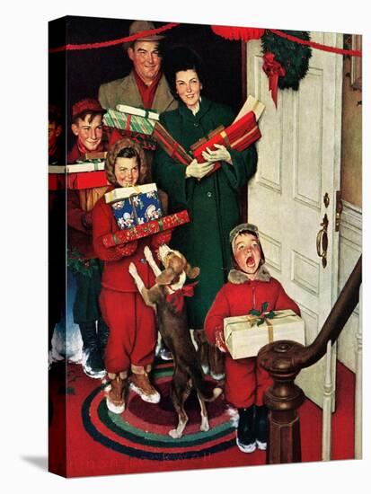 ”Merry Christmas, Grandma!’-Norman Rockwell-Stretched Canvas