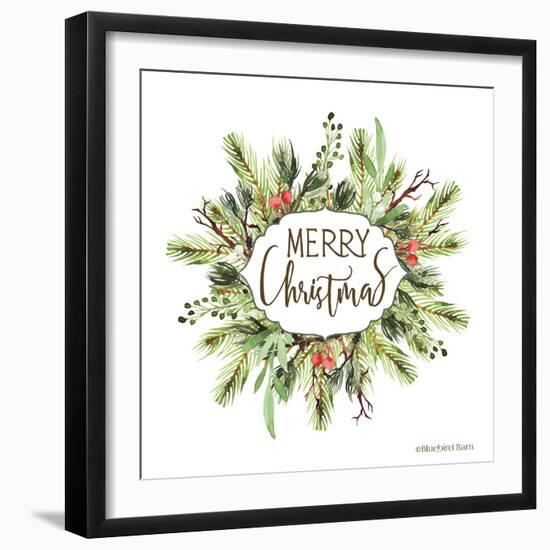 Merry Christmas Greenery I-Britt Hallowell-Framed Art Print