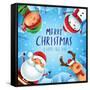 Merry Christmas! Happy Christmas Companions. Santa Claus, Snowman, Reindeer and Elf in Christmas Sn-ori-artiste-Framed Stretched Canvas