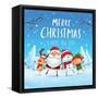 Merry Christmas! Happy Christmas Companions. Santa Claus, Snowman, Reindeer and Elf in Christmas Sn-ori-artiste-Framed Stretched Canvas