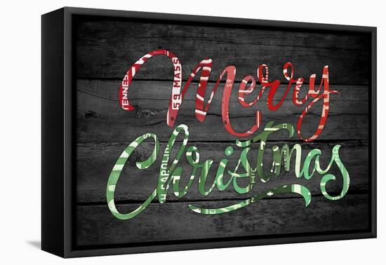 Merry Christmas License Plates-Design Turnpike-Framed Stretched Canvas