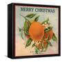 Merry Christmas Orange Branch - Los Angeles, California - Citrus Crate Label-Lantern Press-Framed Stretched Canvas