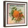 Merry Christmas Orange Branch - Los Angeles, California - Citrus Crate Label-Lantern Press-Framed Art Print