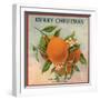 Merry Christmas Orange Branch - Los Angeles, California - Citrus Crate Label-Lantern Press-Framed Art Print