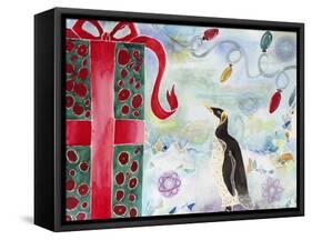 Merry Christmas Penguin-Lauren Moss-Framed Stretched Canvas