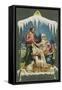 Merry Christmas Postcard with Nativity Scene-null-Framed Stretched Canvas